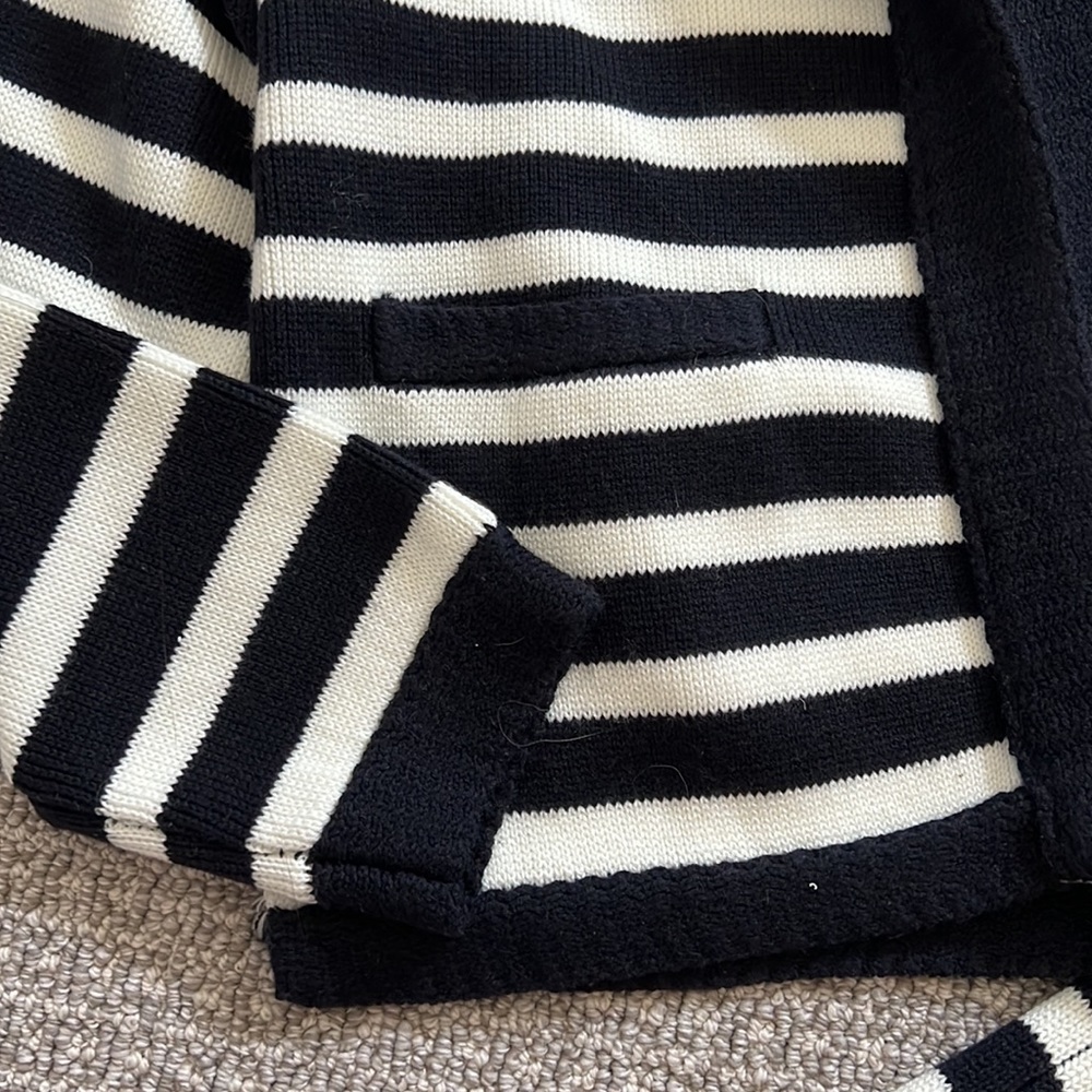 Zara Knit Cardigan Skirt Set Navy Blue White Stripes S - Picture 4 of 7